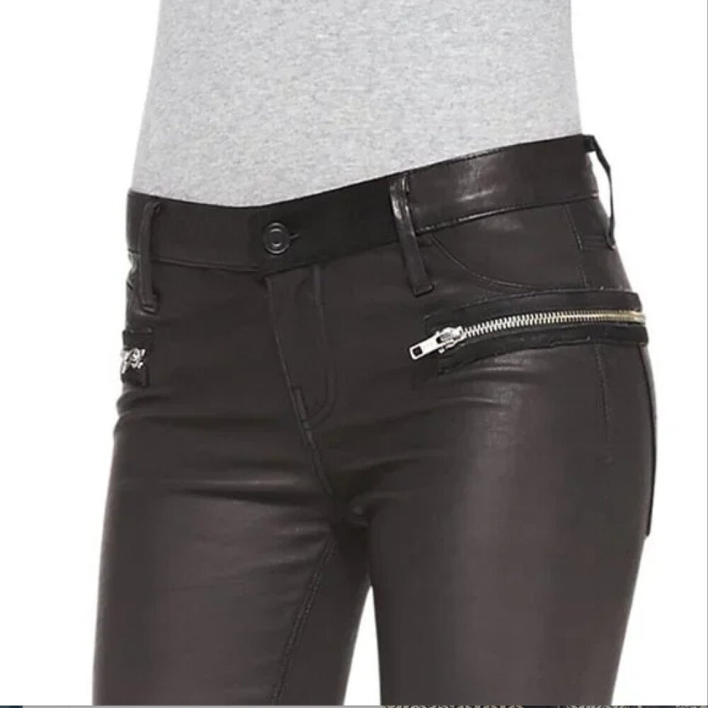 New RtA Black Lamb Leather Zip-Around Designer Pants NWOT Size 25 - Picture 10 of 13